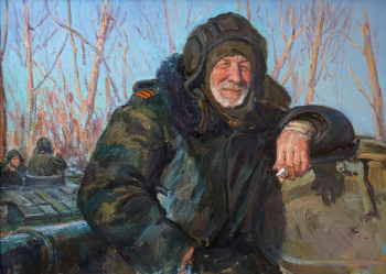 Крюков Алексей Александрович. Портрет ополченца Леонида. Холст, масло. 90х130. 2015. Собрание художника.