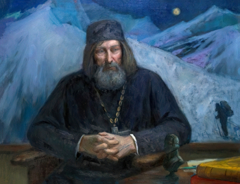 Крюков Алексей Александрович. Портрет отца Фёдора Конюхова. Холст, масло. 85х125. 2020. Собрание художника.