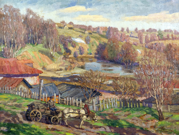 Покровский Александр Михайлович. Весенний пейзаж. Холст, масло. 53х71. 1935. Калужский музей изобразительных искусств.