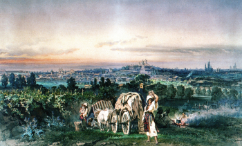 Амедео Прециози. Перспектива Бухареста от Филарета. Бумага, акварель. 1868. Национальный музей искусств Румынии.