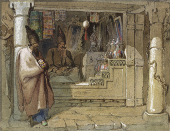 Амедео Прециози. Торговцы специями. Бумага, акварель. 23х30. До 1882 года. Частная коллекция.