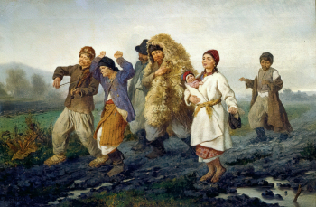 Трутовский Константин Александрович. Возвращение с ярмарки. Холст, масло. 45х70. 1868. Саратовский государственный художественный музей имени А.Н.Радищева.