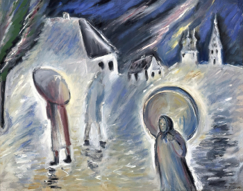 Рыжова Татьяна Ивановна. Цветной дождь. Холст, масло. 71х90. 2000. Московский музей современного искусства.