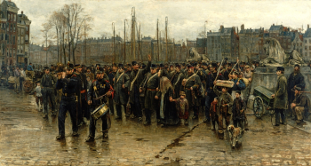 Исаак Исраэлс. Проход колониальных войск. Холст, масло. 160х300. 1883-1884. Музей Крёллер-Мюллер.