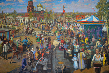 Сурин Николай Фёдорович. Ярмарка в Верхнеуральске. Холст, масло. 20 век. Верхнеуральский районный краеведческий музей.