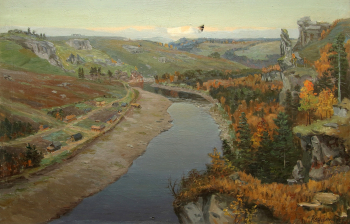Жарский Василий Алексеевич. Река. Холст, масло. 40х60. 1950-е. Сарапульский историко-архитектурный и художественный музей-заповедник.