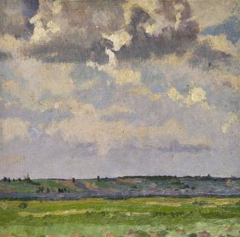 Самсонов Анатолий Васильевич. Облака. Картон, масло. 18,5х18,8. 1954. Нижегородский государственный художественный музей.