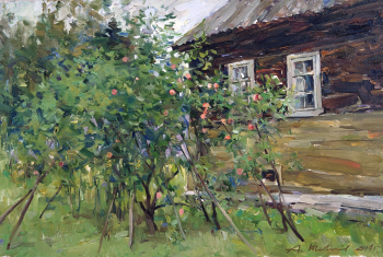 Шевелёв Александр Викторович. Яблоня. ДВП, масло. 37,3х56. 2014. Собственность автора.