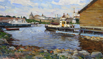 Шевелёв Александр Викторович. Соловки. Историк Морозов. ДВП, масло. 30х52. 2019. Собственность автора.