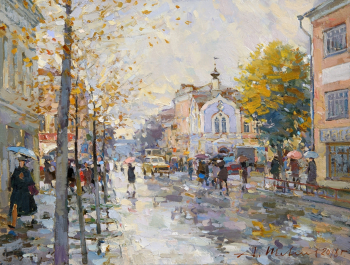 Шевелёв Александр Викторович. Дождь на Стоялой. Холст, масло. 35х45,8. 2018. Собственность автора.