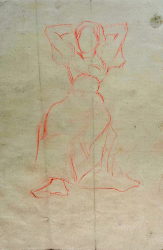 Холявин Николай Фёдорович. Женская фигура. Бумага, карандаш. 25х17. 1900-е. Самарский областной художественный музей.