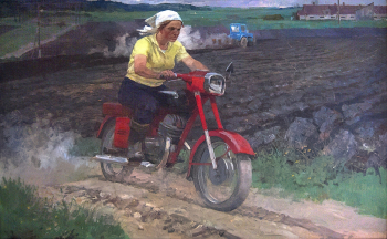 Бабков Сергей Фёдорович. Бригадир. Холст, масло. 255х156. 1967. Бийский краеведческий музей имени В.В.Бианки.
