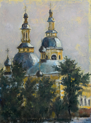 Марковский Ярослав Дмитриевич. Минусинский Спасский собор. Картон, масло. 66х49. 1999. Минусинский региональный краеведческий музей имени Н.М.Мартьянова.