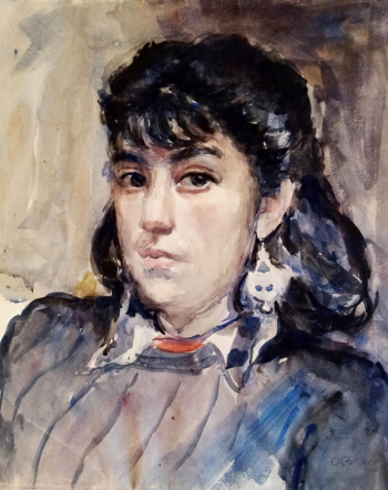 Варновицкая Ада Наумовна. Мирэль Шагинян. Бумага, акварель. 41,5х32,6. 1949. Соликамский краеведческий музей.