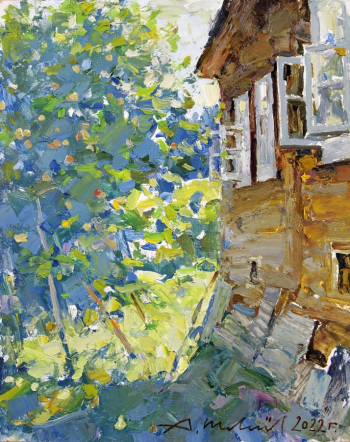 Шевелёв Александр Викторович. В летней тени. Картон, масло. 20х25. 2022. Собственность автора.