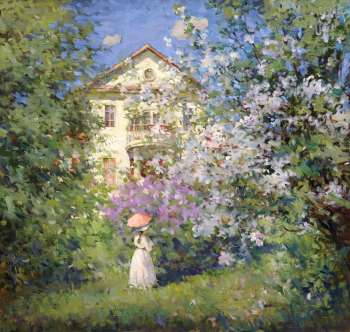 Шевелёв Александр Викторович. Весна в усадьбе (авторский повтор). Холст, масло. 66,7х70,2. 2015. Собственность автора.