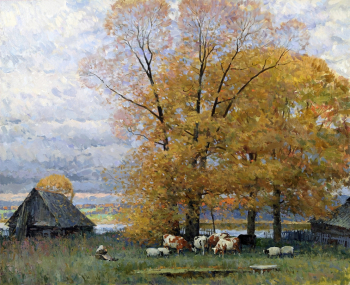 Шевелёв Александр Викторович. Осень в Борисоглебске (авторский повтор). Холст, масло. 80х98. 2022. Собственность автора.