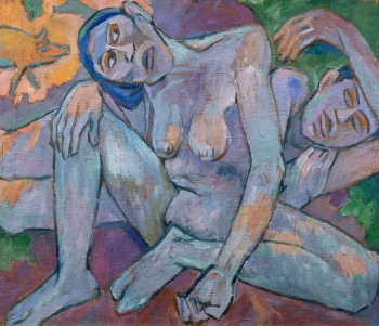 Ларионов Михаил Фёдорович. Деревенские купальщицы. Холст, масло. 88х104,5. 1909. Краснодарский краевой художественный музей имени Ф.А.Коваленко.