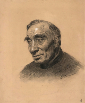 Савинский Василий Евмениевич (Евменьевич). Сторож Егор. Бумага, карандаш, белила. 31,4х26,2. 1880. Государственный Русский музей.