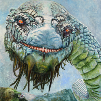 Порозина Марина Валерьевна. Йормунганд (Jörmungandr, Ёрмунганд, Мидгардсорм). Холст, масло. 50х50. 2022. Частное собрание.