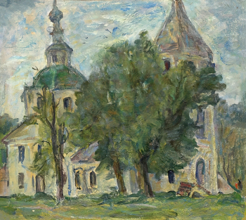 Мордовин Кирилл Александрович. Верея. Церковь Герасима и Пантелея. Холст, масло. 63х70. 1981. Приморская государственная картинная галерея.