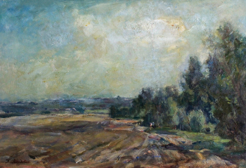 Мордовин Кирилл Александрович. Дорога в селе Архангельском. Оргалит, масло. 52х64. 1981. Таганрогский художественный музей.