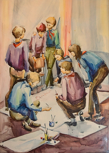 Неизвестный художник. Стенгазета. Бумага, акварель. 72х52. 1980-е. Сухоложский историко-краеведческий музей.