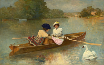 Фердинанд Гейльбют. Гребля по Сене. Доска, масло. 35х56. 1875-1880. Государственный Эрмитаж.