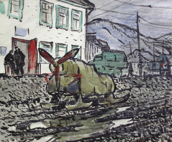 Улупов Марк Иванович. Тикси. Бумага, акварель, гуашь. 28х34,2. 1965. Картинная галерея (Красноармейск).