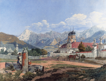 Якоб Альт. Цистерцианский монастырь Штамс. Бумага, акварель. 44,8х55,3. 1835. Австрийская национальная библиотека.