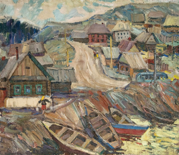 Толкачёв Леонид Иванович. Старая Сатка. Холст, масло. 70,5х82. 1990-е. Саткинский краеведческий музей.