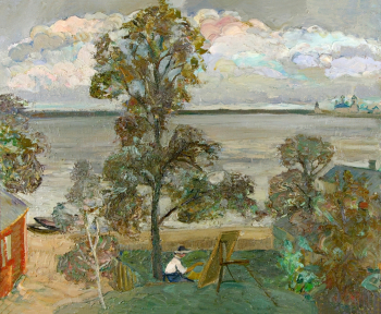 Богородская Наталья Семёновна. У озера Неро. Оргалит, масло. 49,5х60,5. 1985. Рыбинский государственный историко-архитектурный и художественный музей-заповедник.