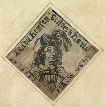Корнелис ван ден Берг. Ян ван Хемессен. Бумага, ксилография. 6,8х6,7. 1700-е. Рейксмюсеум.