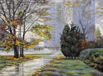 Токарев Юрий Дмитриевич. Башни-близнецы в Старых Мытищах. Холст, масло. 60х80. 2006. Мытищинская галерея искусств.