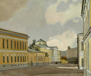 Жабский Алексей Александрович. Москва. Улица Солянка. Холст, масло. 39х46,6. 1992. Вятский художественный музей имени В.М. и А.М. Васнецовых.