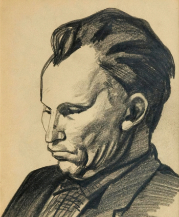 Пурыгин Валентин Захарович. Портрет В.Р.Кныжова. Бумага, карандаш. 23х19. 1960-е. Самарский областной художественный музей.