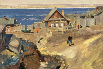 Кныжов Венир Романович. Весенний день. Картон, масло. 48х70. 1966. Самарский областной художественный музей.