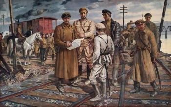 Кныжов Венир Романович. М.В.Фрунзе и Д.М.Карбышев на Восточном фронте. Холст, масло. 134х200. 1987. Самарский областной историко-краеведческий музей имени П.В.Алабина.