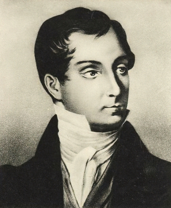 Брызгалов Александр Александрович. Веневитинов Дмитрий Владимирович (1805-1827). Бумага, гравюра. 28х15. 19 век. Государственный музей изобразительных искусств имени А.С.Пушкина.