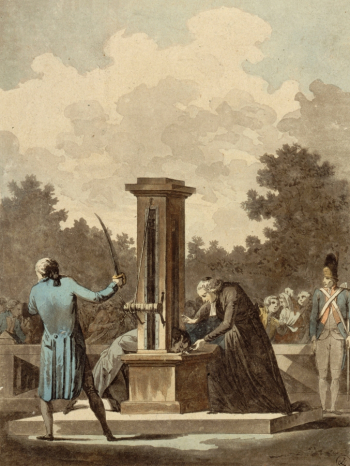 Жан-Франсуа Жанине. Гильотина. Бумага, литография. 22,9х15,3. 1789-1791. Музей Карнавале.