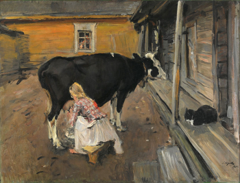 Серов Валентин Александрович. Финляндский дворик. Картон, масло. 75,6х100. 1902. Государственная Третьяковская галерея.