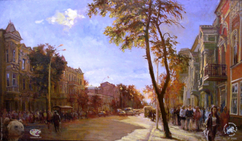 Бегма Оксана Владимировна. Большая Садовая. Холст, масло. 70х122. 2000. Частное собрание.