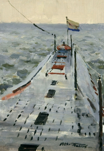 Бабков Сергей Фёдорович. На подводной лодке. Этюд. Картон, масло. 35,2х24. 1964. Центральный военно-морской музей имени императора Петра Великого.