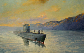 Баранов Василий Григорьевич. Подводная лодка в море. Холст, масло. 72х111. 1961. Военно-морской музей Северного флота.