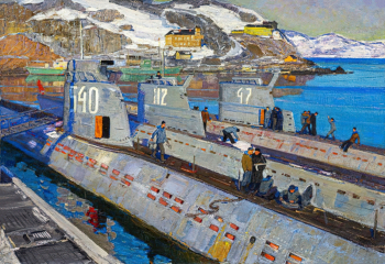 Ездаков Василий Дмитриевич. В Заполярье пришла весна. Подводники. Холст, масло. 95х138. 1960. Дальневосточный художественный музей.
