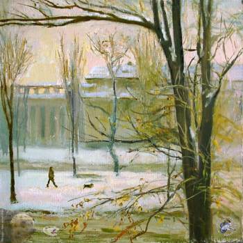 Бегма Оксана Владимировна. Прогулка. Холст, масло. 34х34. 2000. Частное собрание.