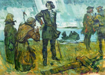 Колачевский Юрий Александрович. Царь Пётр I и волхвы. Бумага, масло. 49,5х68,5. 1985. Городской музей `Искусство Омска`.