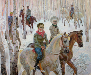 Василенко Наталья Васильевна. Конная прогулка. Холст, масло. 100х120. 1981. Севастопольский художественный музей имени Михаила Павловича Крошицкого.