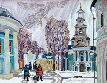 Николаев Аркадий Львович. Паломницы. Холст, акрил. 70х90. 2016. Приморская государственная картинная галерея.