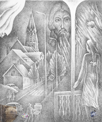 Барциц Рауф Чинчорович. Воспоминание. Бумага, литография. 49х47. 1989. Частное собрание.